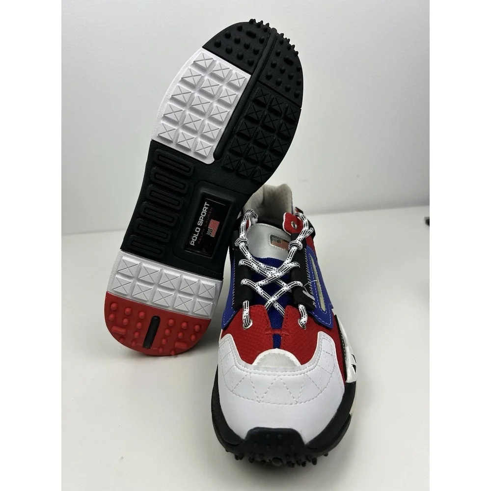 Polo Sport Ralph Lauren PS200 Sneakers Men 9.5 Red White Blue USA Athletic Shoes